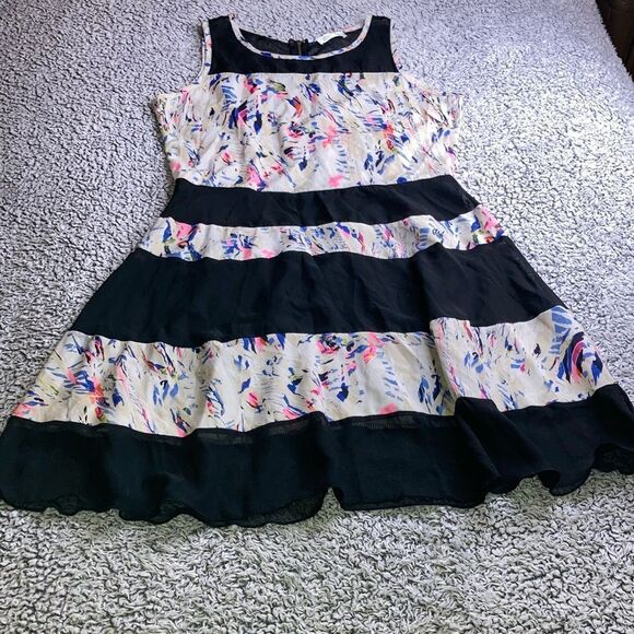 Tea n Rose Black and Pink Mini Dress Elegant Style - Picture 1 of 12